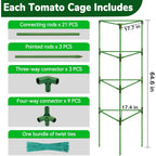 65 Inch 4 Pack Heavy Duty Tall Tomato Cages For Garden | Large Plant Support Stakes For Climbing Plants Heavy Vegetables, Adjustable Tomato Trellis For Outdoor Raised Garden Beds
