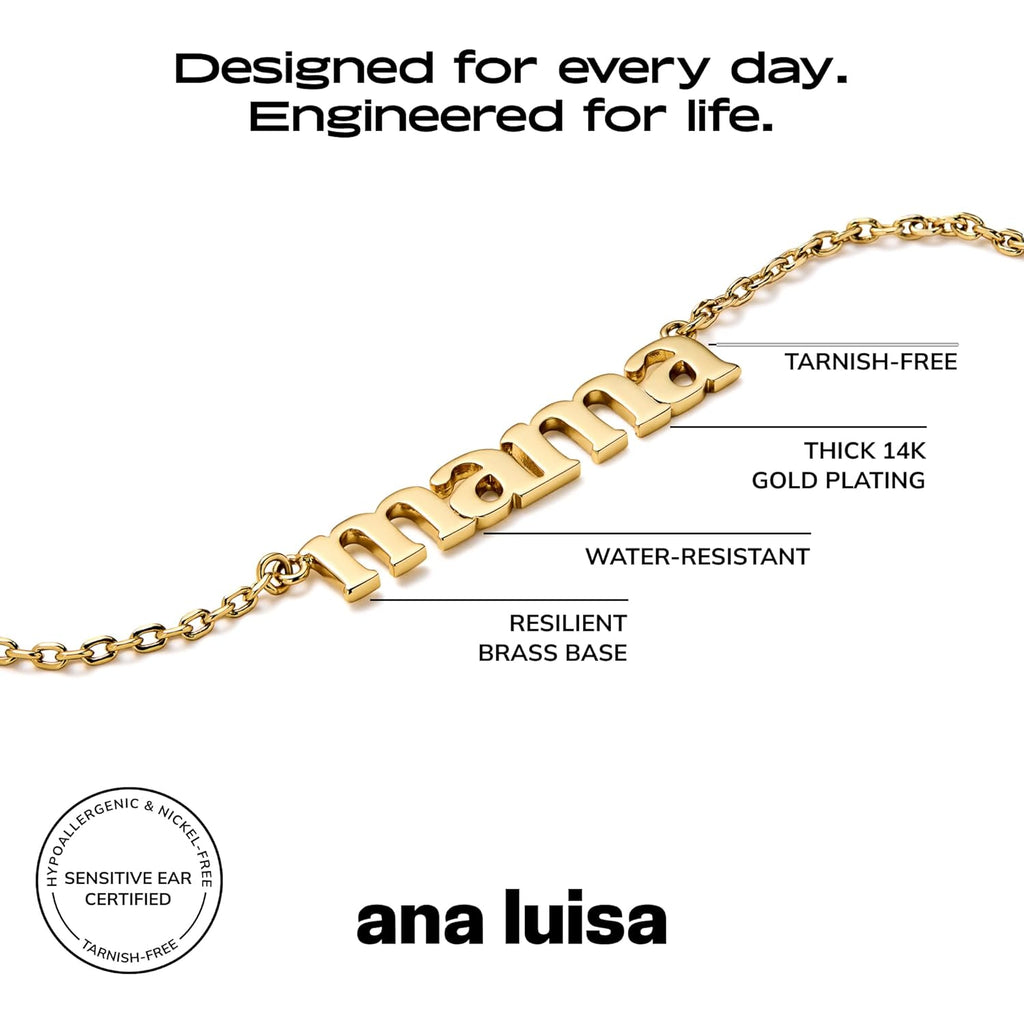 Ana Luisa Gold Dainty Mama Necklace for Women - Sentimental 14K Gold Nameplate Necklace for Mom - Hypoallergenic, Water-Resistant, Tarnish-Free Jewelry - Mother's Day Necklaces - Everyday Mom Jewelry