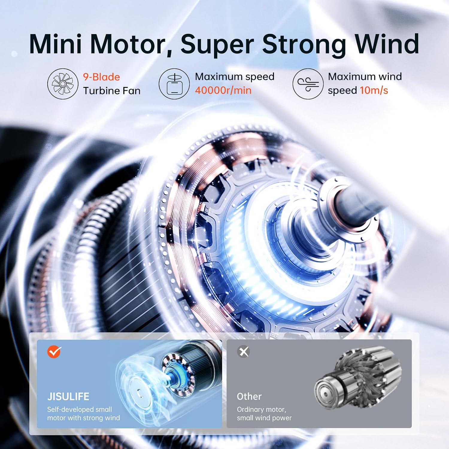 Jisulife Portable Handheld Fan Life9, Turbo Airflow, Up To 18H Runtime | 5 Speeds, 5000Mah, Mini Pocket Design, Personal Fan For Travel, Concerts, Makeup, Trendy Gifts For Women Men -Black