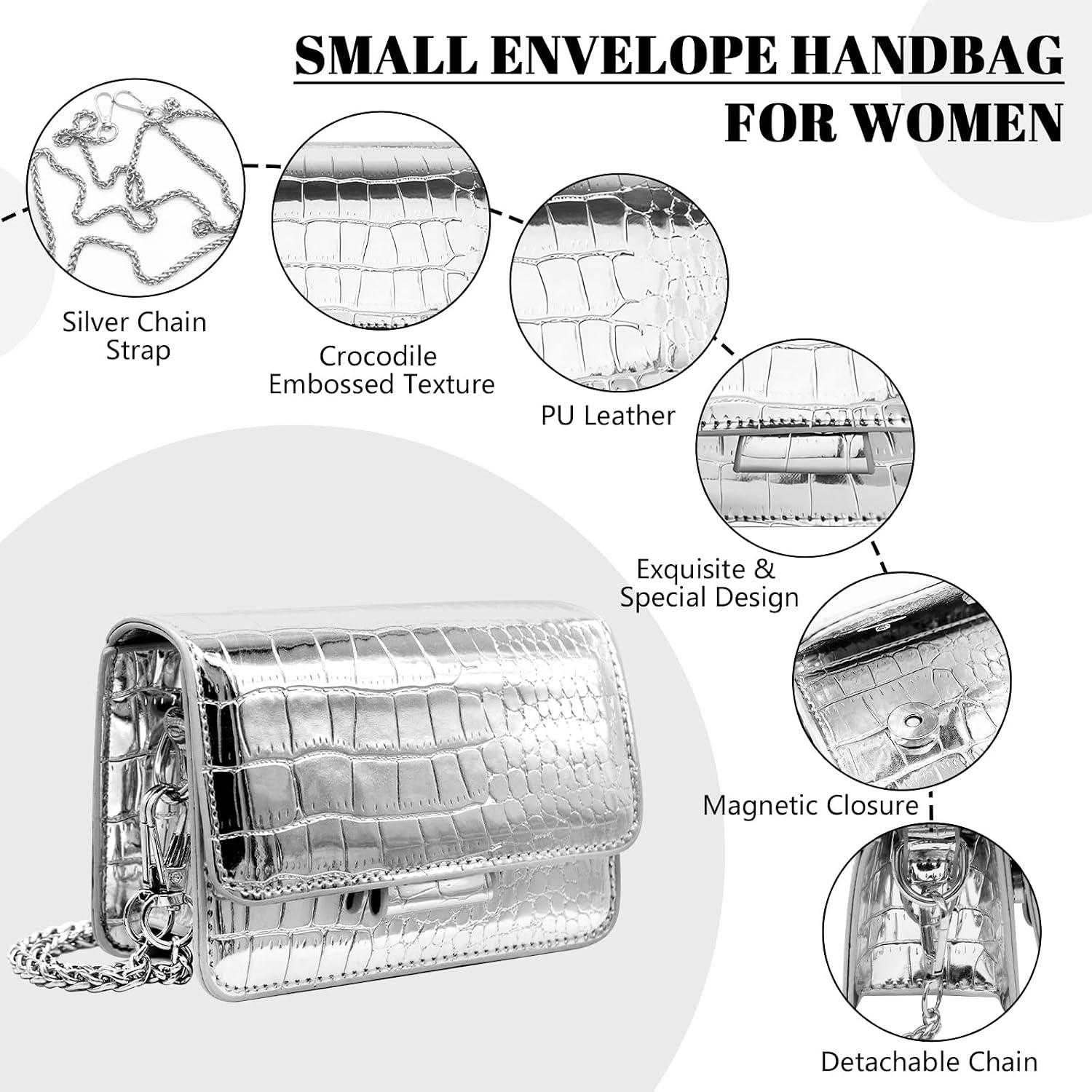 Ljczka Mini Crossbody Bags For Women Y2K Small Square Purse With Chain Strap Clutch Evening Handbags For Dressy, Prom, Party