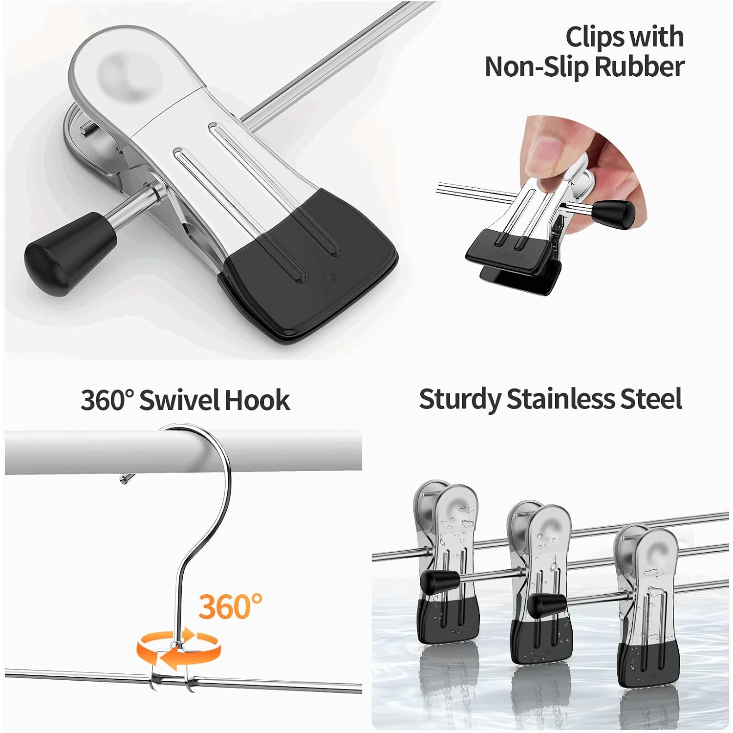 Pants Hangers With Clips: 10Pack Skirt Hangers For Women Metal Adjustable Trouser Hangers For Jeans Shorts Dress - Black