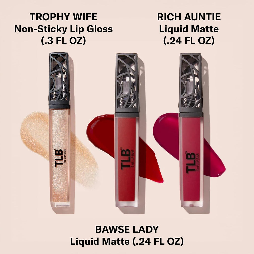 The Lip Bar - Perfect Pout Mini Lip Trio Gift Set (3 Products) - Nonstop Liquid Matte Lipstick & Non-Sticky Lip Gloss - Travel Size - Gift Box - Vegan, Gluten Free, Cruelty Free - Makeup & Cosmetics