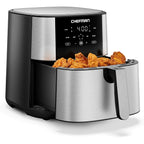 Chefman Air Fryer 8 Qt | TurboFry® 4-in-1 with 450°F Hi-Fry Option for Crispier Results | Bake, Dehydrate, Frozen | XL Nonstick Dishwasher-Safe Basket | Stainless Steel