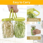 Happyiren Sprouting Kit for Wide Mouth Mason Jars, 2-Pack BPA-Free One-Piece Sprouting Lids with Built-In Stand, Seed Germination Jar Sprouter Lid, Fits Wide Mouth Jars (3.38"/86mm)