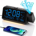 Projection Clock For Bedroom Ceiling, Alarm Clock For Heavy Sleepers | 350° Rotatable Projector, Dual Alarms, 5 Brightness, Weekday/Weekend Mode, Temp & Humidity, Snooze, Usb Charger