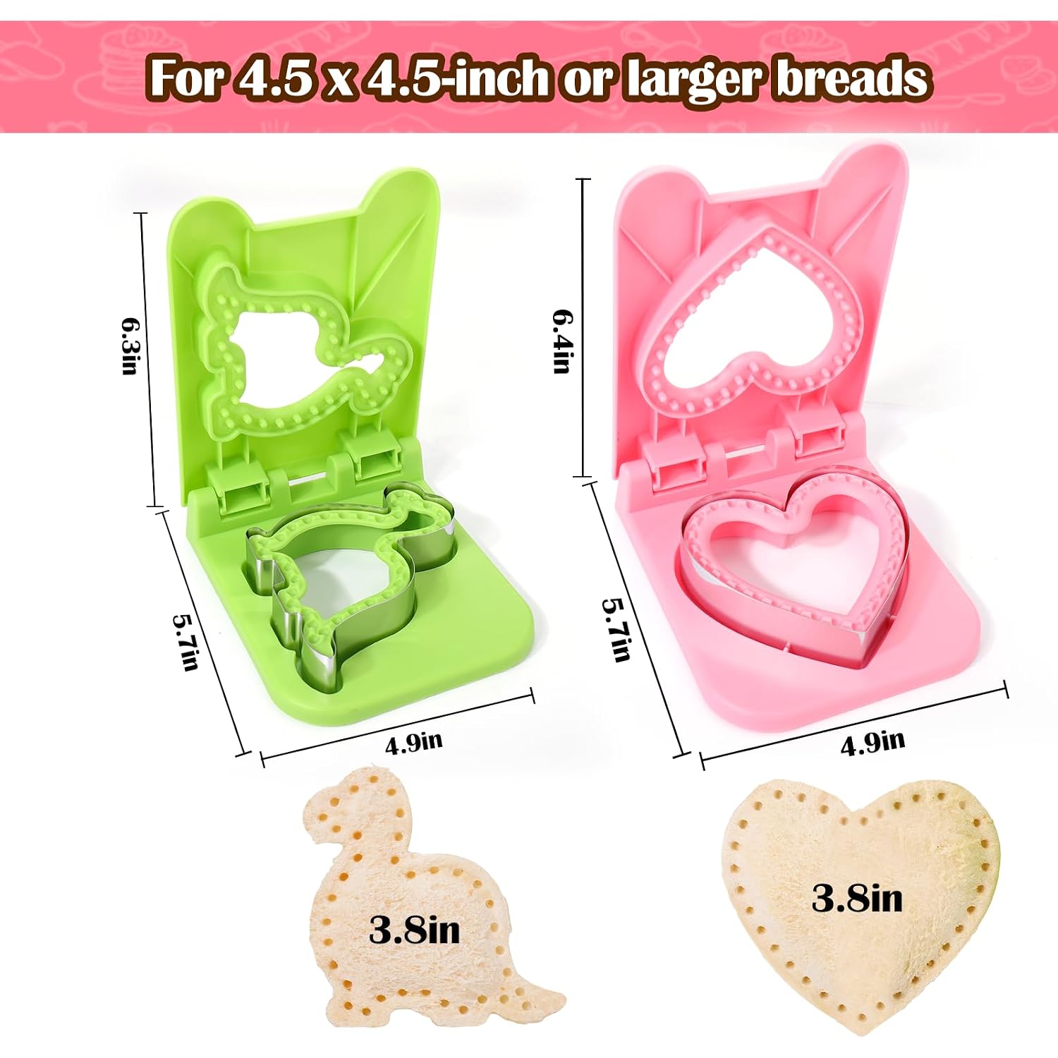2Pcs Sandwich Maker,Sandwich Cutters For Kids Lunch,Crustless Breakfast Sandwich Cutter And Sealer Set Great For Children Boys Girls Lunchbox And Bento Box For Autumn School Start Season