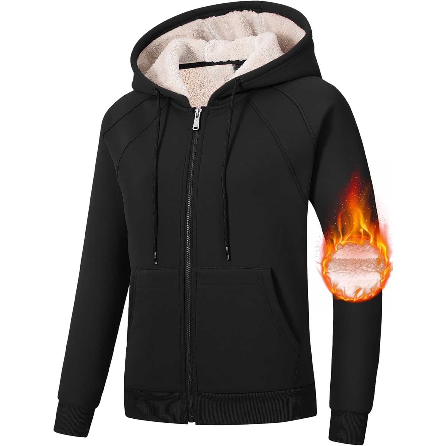 Mofiz Zip Up Hoodie Women Fleece Lined Zipper Up Hoodies Winter Coats Warm Casual Sweatshirts Jackets With Pocket