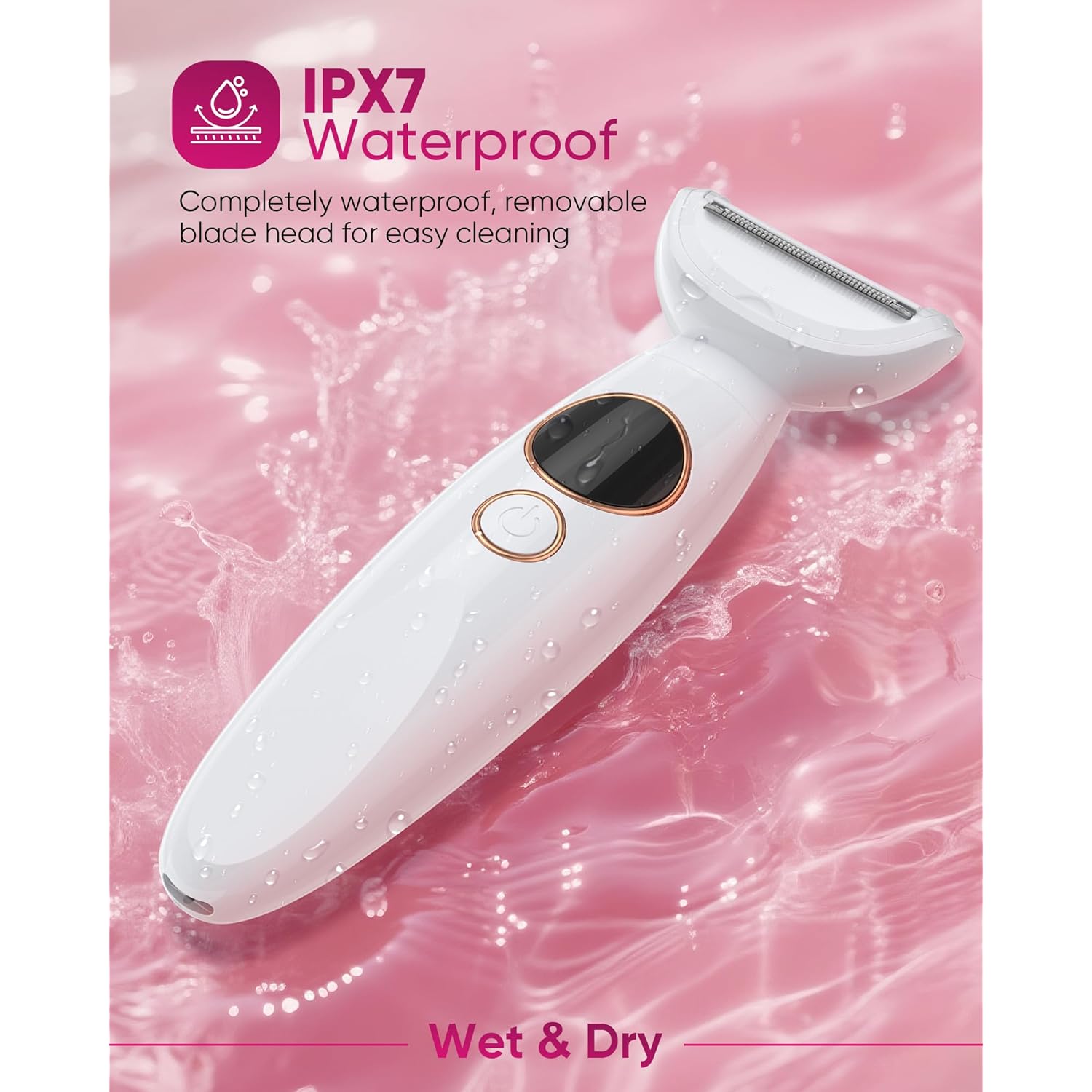 3 in 1 Bikini Trimmer for Women, Electric Razors for Women with Display, Painless Bikini Trimmer, USB Charging, Electric Shaver for Woman,Shaver for Woman for Face, IPX7 Waterproof,White