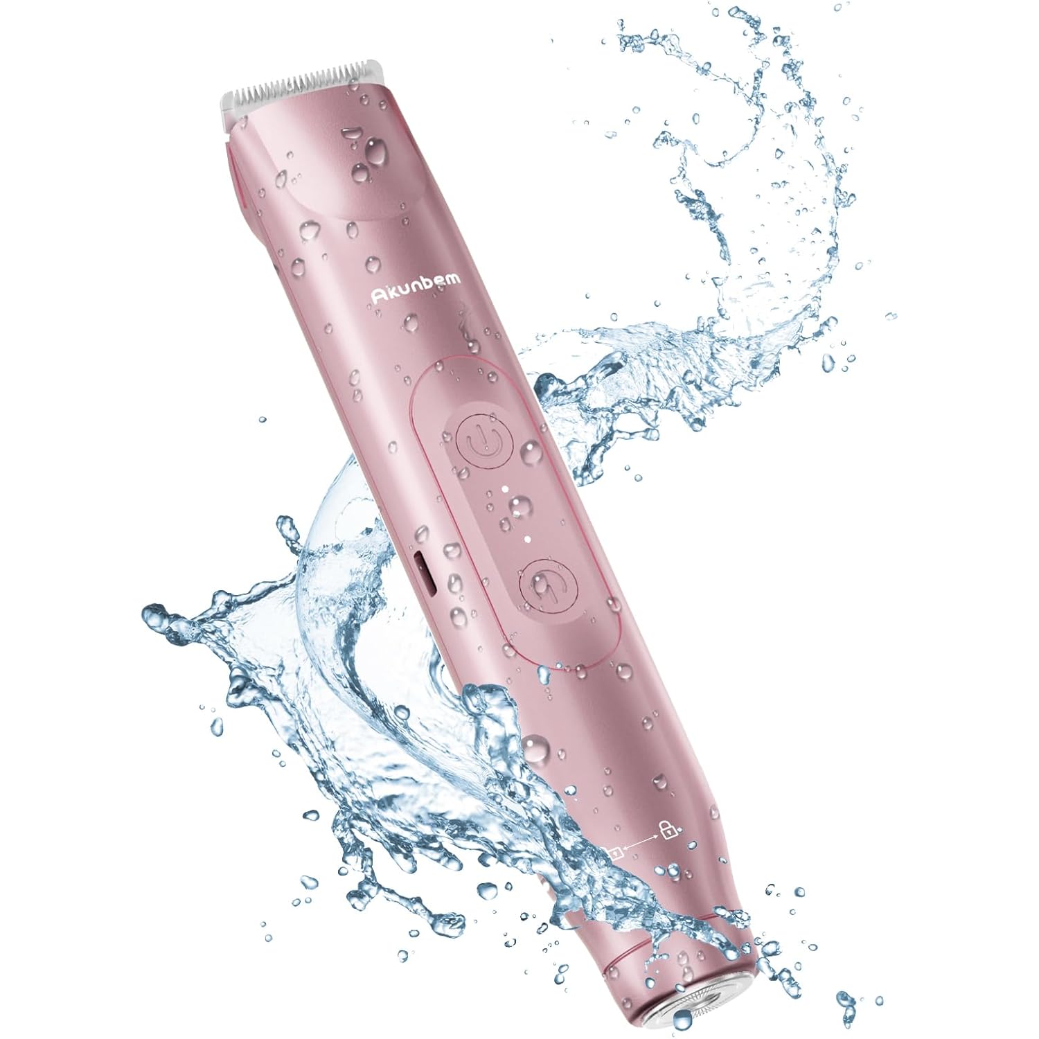 Akunbem 2 in 1 Women Electric Shaver Dual Head Bikini Trimmer for Women IPX7 Waterproof Wet & Dry Use Body Hair Trimmer and Facial Hair Remover for Bikini Underarm Leg Arm Body Face, Pink