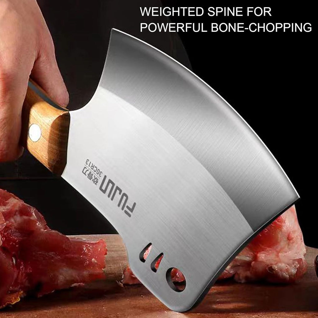 Meat Bone Cleaver Knife for Meat Cutting Handmade, Heavy Duty Butcher Axes, Hand Forged Bone Chopper, Full Tang Chopping Knife for Kitchen Outdoor BBQ Chirstmas Mother Father Gifts Idea Men