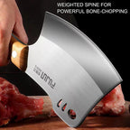 Meat Bone Cleaver Knife for Meat Cutting Handmade, Heavy Duty Butcher Axes, Hand Forged Bone Chopper, Full Tang Chopping Knife for Kitchen Outdoor BBQ Chirstmas Mother Father Gifts Idea Men