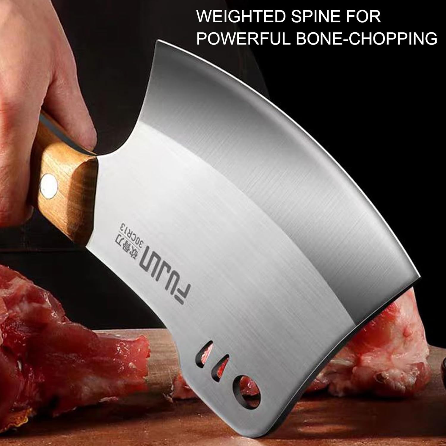Meat Bone Cleaver Knife for Meat Cutting Handmade, Heavy Duty Butcher Axes, Hand Forged Bone Chopper, Full Tang Chopping Knife for Kitchen Outdoor BBQ Chirstmas Mother Father Gifts Idea Men