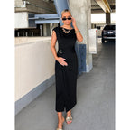 Zesica Women'S 2026 Summer Cap Sleeve Casual Bodycon Dress Elegant Wedding Guest Cocktail Party Formal Long Midi Dresses