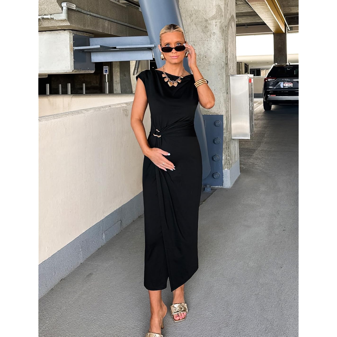Zesica Women'S 2026 Summer Cap Sleeve Casual Bodycon Dress Elegant Wedding Guest Cocktail Party Formal Long Midi Dresses