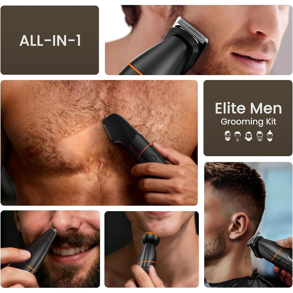 MAXGROOM Manscape All-in-One Body & Pubic Hair Trimmer for Men, No-Nick Groin & Ball Shaver, Waterproof Mens Electric Grooming Kit with LED Display, USB Rechargeable (Black)
