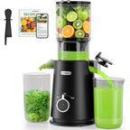 ECOSELF Juicer Machines Easy to Clean, With Wide Mouth & Large Feed Chute For Whole Fruits & Vegetables, Slow Masticating Juicer Hands-Free, Quiet Motor, Cold Press Juicer For Family, With Pusher
