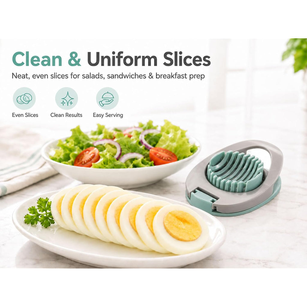 Egg Slicer For Boiled Eggs Strawberry Cutter With Stainless Steel Wire （Green）