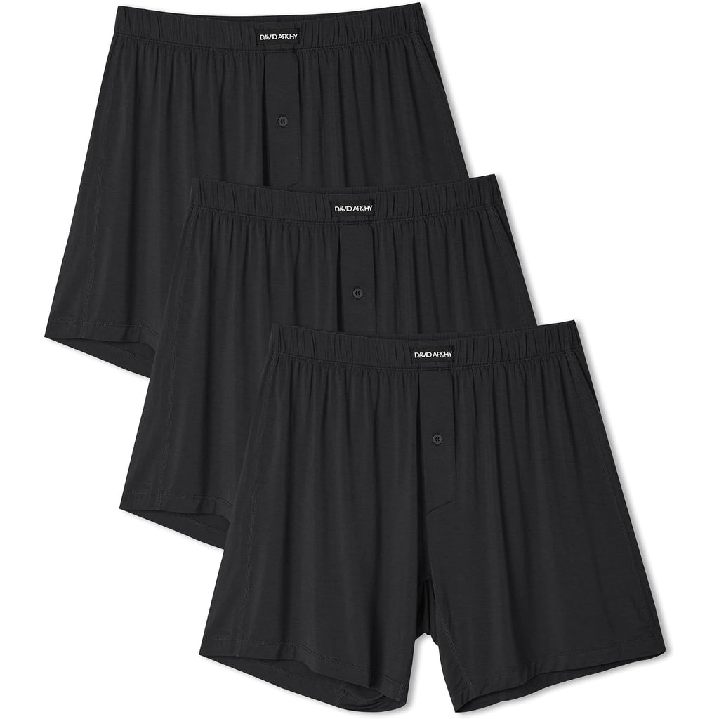 David Archy Mens Boxer Shorts Breathable Rayon Made From Bamboo Boxers For Men Loose Fit Mens Underwear 3 Or 5 Pack