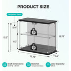 Dystler Glass Display Case With Led Lights, Small 2-Tier For Figures | Lighted Display Cabinet With Motion Sensor, Clear Tempered Glass Door, Usb-C Charging Hub For Collectibles, Rocks, Tabletop