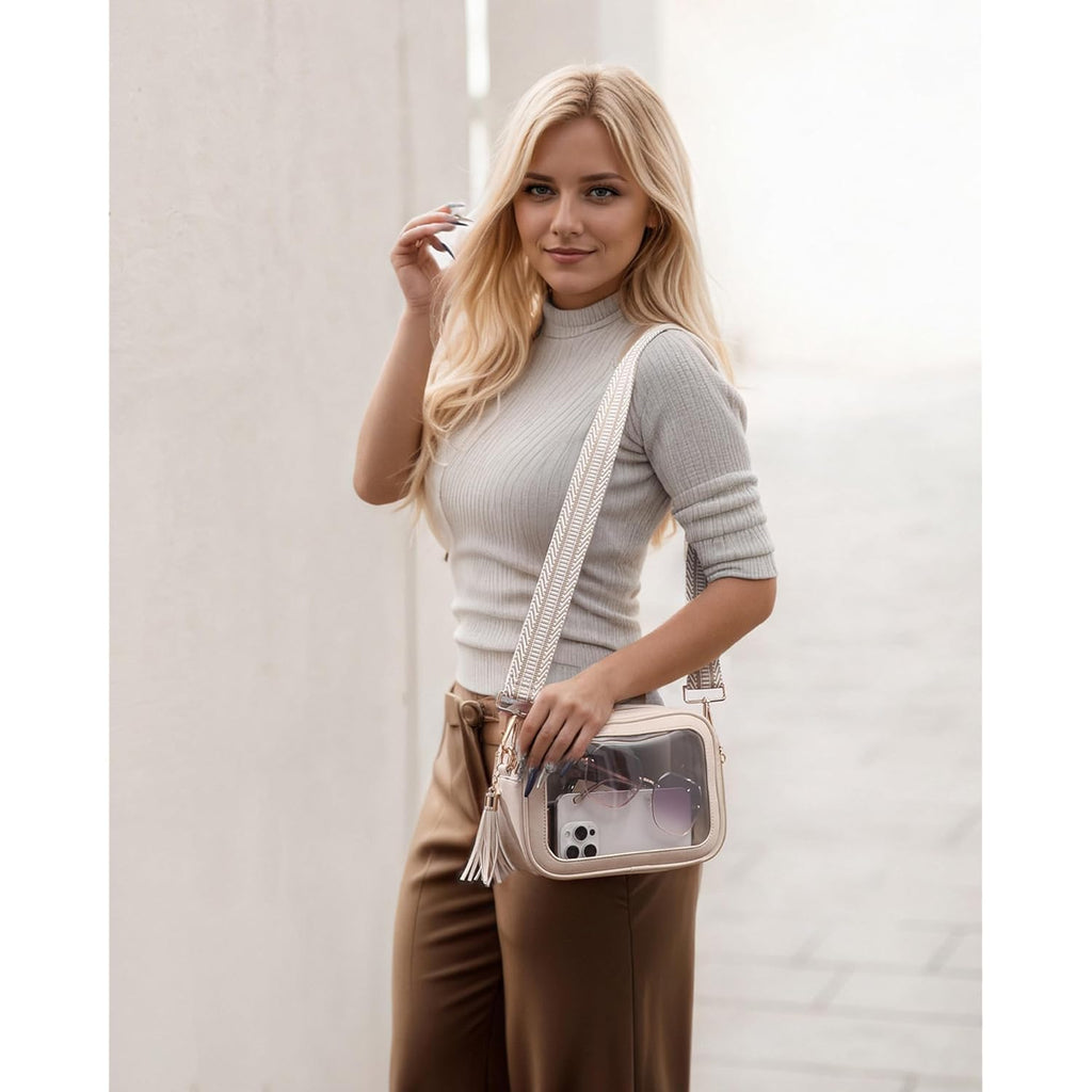 Clear Bag for Stadium Events, Clear Crossbody Purse for Women, Small Stadium Approved Bag for Concerts Games