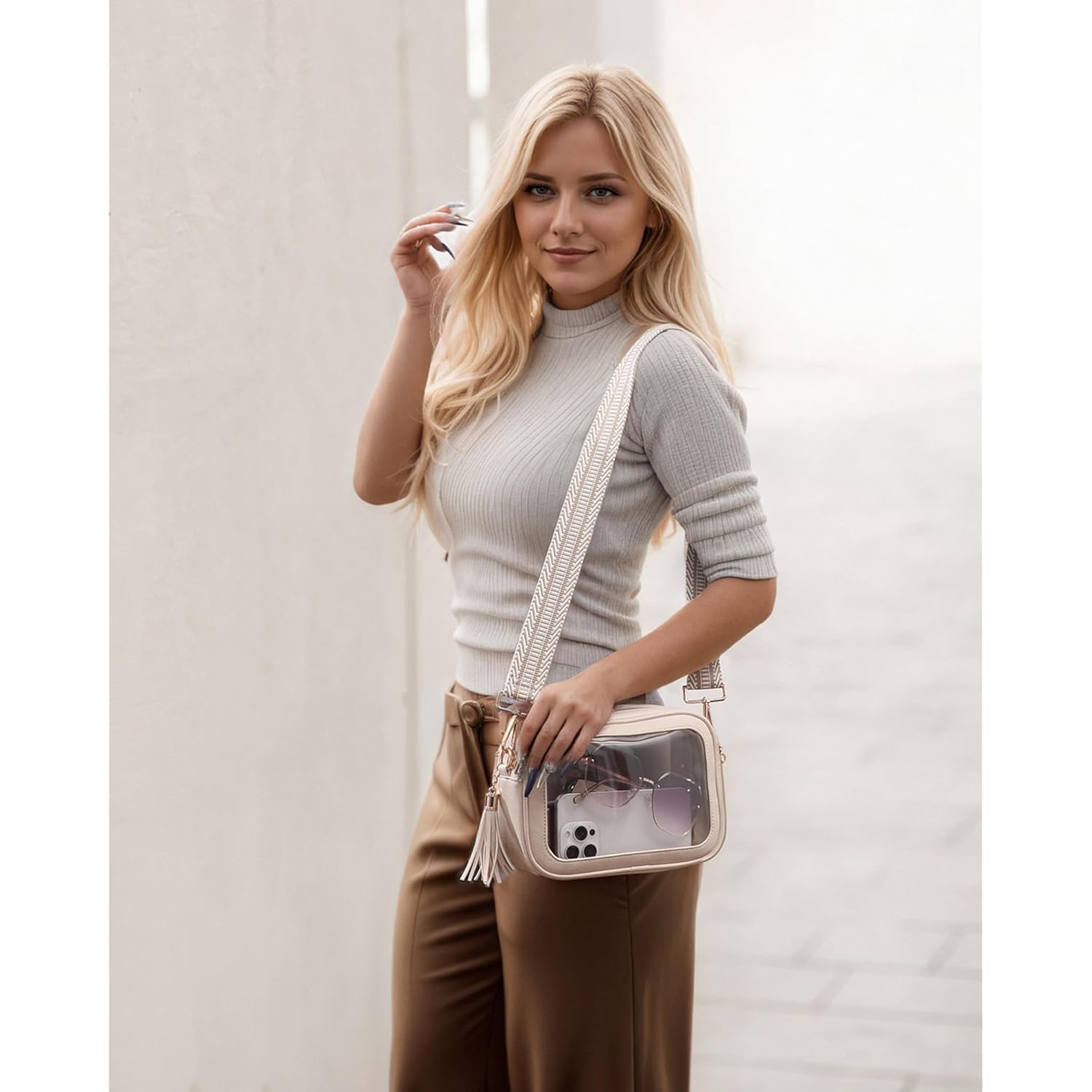 Clear Bag for Stadium Events, Clear Crossbody Purse for Women, Small Stadium Approved Bag for Concerts Games