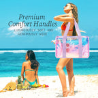 Fammart Iridescent Clear Beach Bag for Women, Jelly Tote Bag Waterproof Sandproof Pool Bag Cruise Vacation Essentials