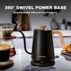 Nueve&Five Gooseneck Electric Kettle with Thermometer， Black Electric Kettle 1L with Auto Shut-Off，1000W Hot Water Kettle of Stainless Steel， Pour Over Kettle for Coffee & Tea