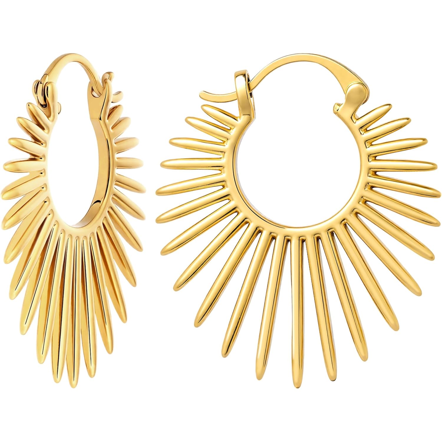 Statement Gold Earrings for Women - 18K Real Gold Plated Trendy Hoop Earrings Non Tarnish Hypoallergenic Gold Jewelry for Womens Fashion Big Earings for Woman