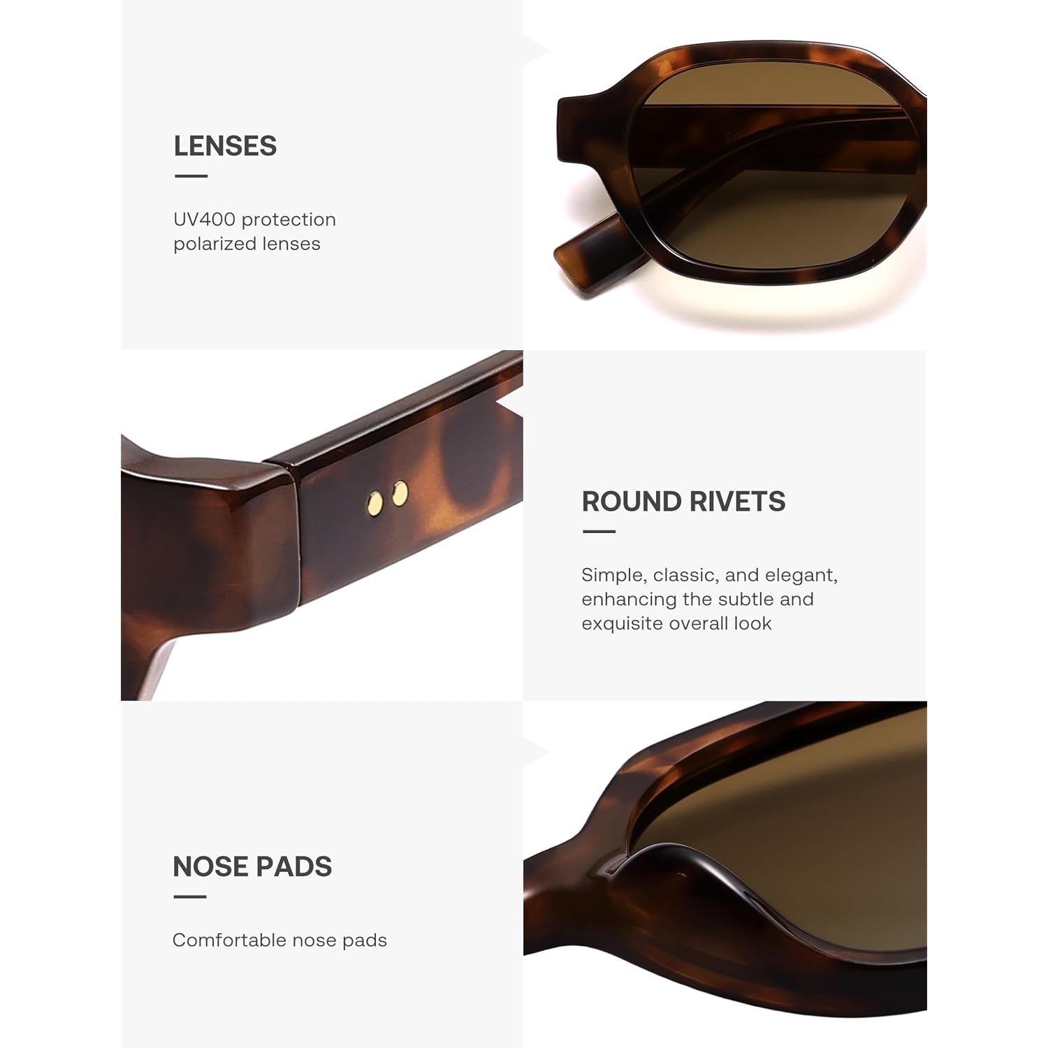 Sojos Retro Polarized Hexagon Sunglasses For Women Men, Uv400 Trendy Rectangle 70S 80S 90S Shades Sj2389