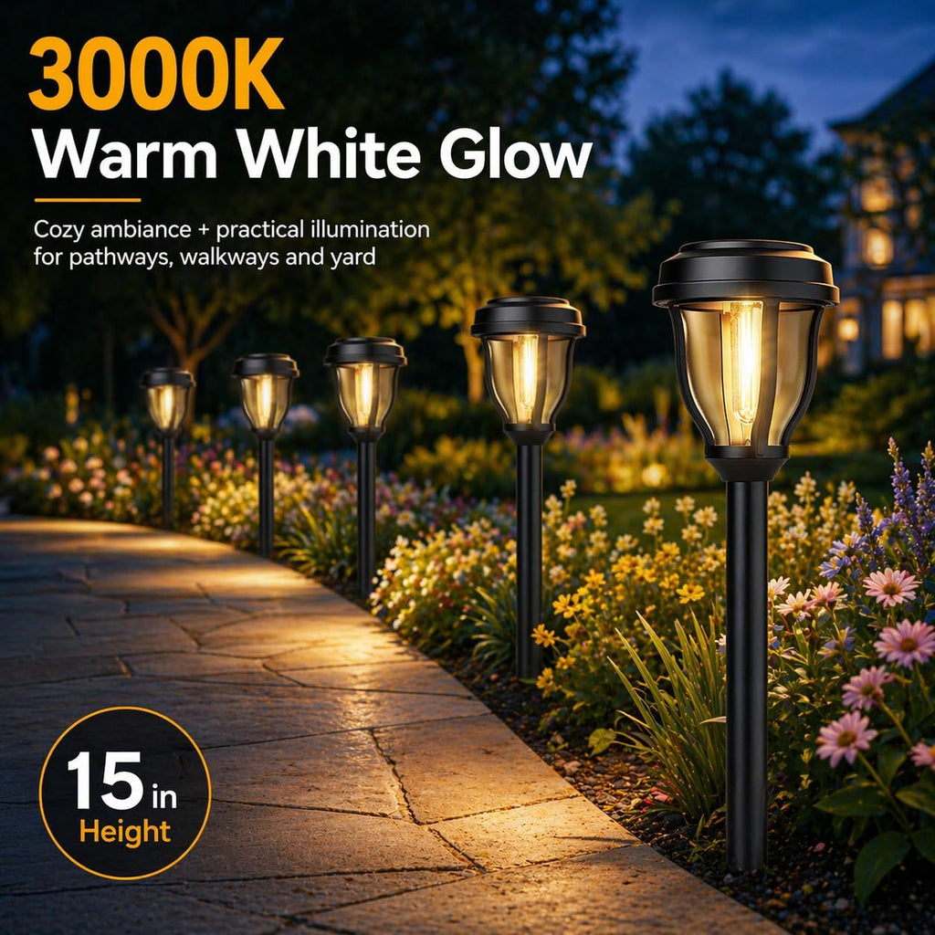 12 Pack Solar Lights Outdoor, Solar Pathway Lights Auto On/Off Waterproof Garden Landscape Lighting For Path, Yard, Walkway, Driveway Decor