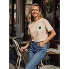 Dokotoo Summer Tops For Women 2026 Flower Embroidery Short Sleeve T-Shirts Crewneck Casual Loose Basic Tee Blouses