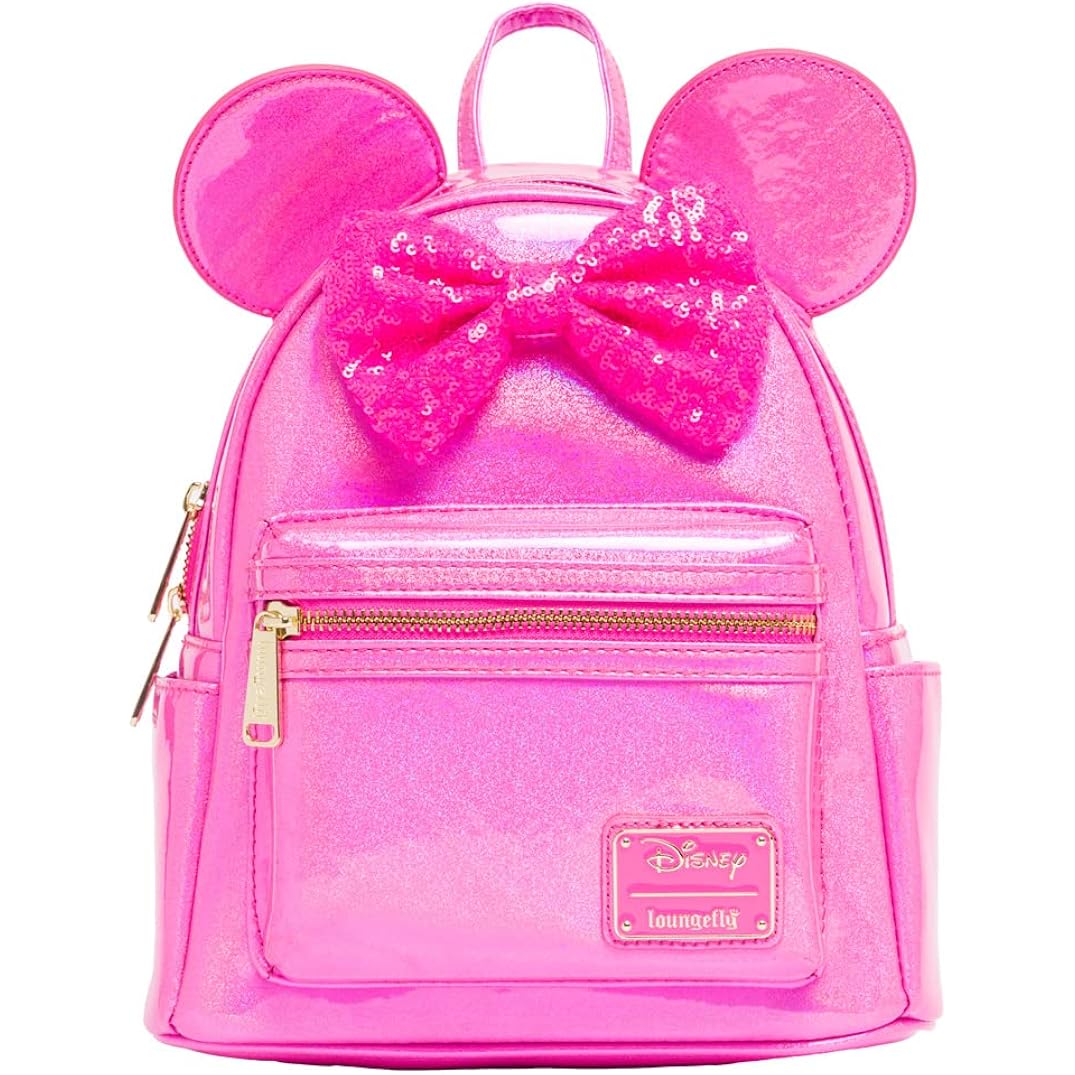 Loungefly Disney Minnie Mouse Glitter Sparkle Womens Double Strap Shoulder Bag Purse