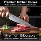Imarku 14-Piece Knife Block Set, Knife Set With Block And Build-In Sharpener, Japanese Stainless Steel Knife Set For Lasting Sharpness, Dishwasher Safe, Black