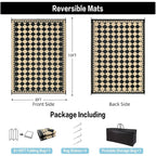 Outdoor Rug For Patios Clearance,Waterproof Mat,Large Outside Carpet,Reversible Plastic Straw Camping Rugs,Rv,Porch,Deck,Camper,Balcony,Backyard (8X10,Checkered/Black&Beige)