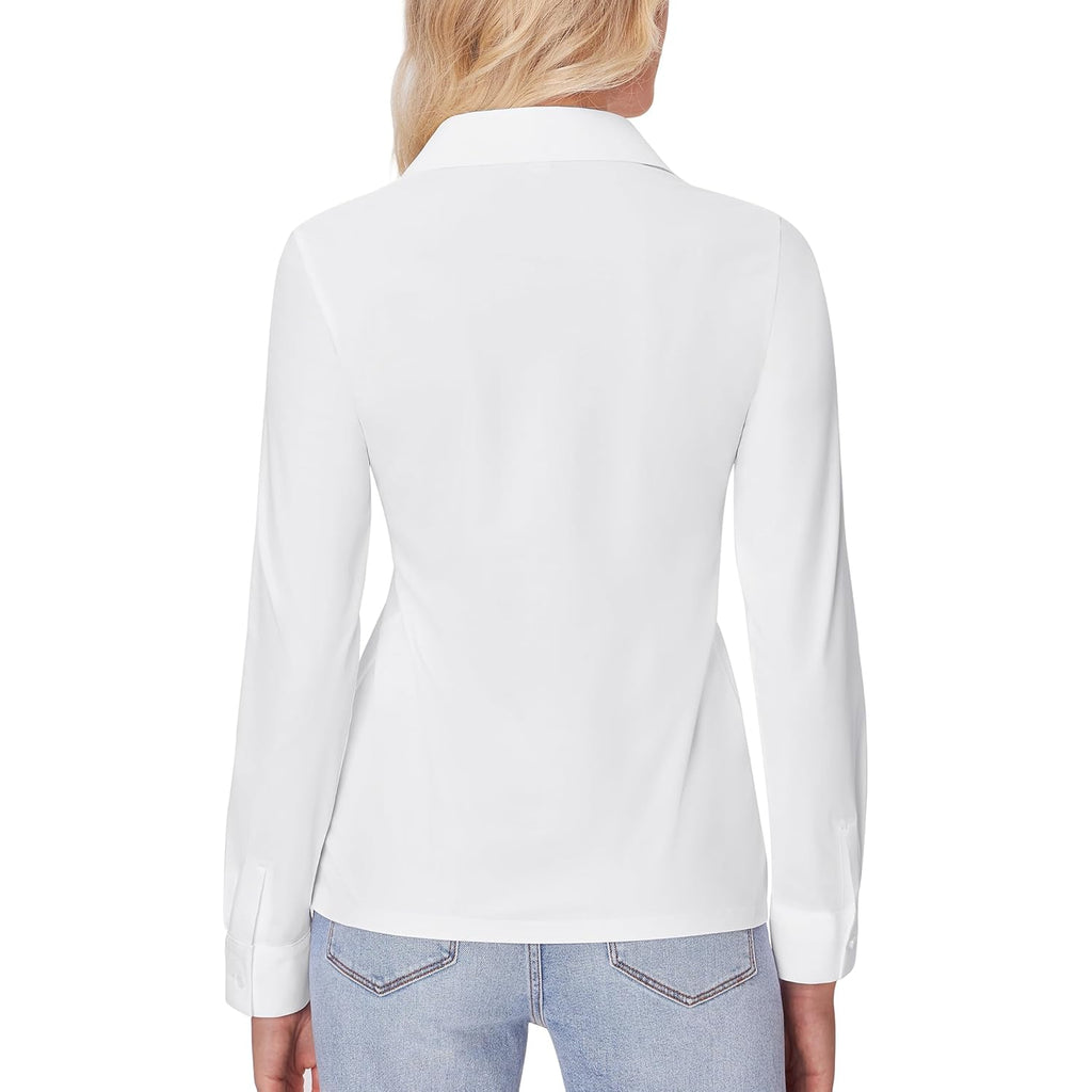 Button Down Shirts for Women Slim fit Long Sleeve Stretch Dress Shirts Work Shirt Wrinkle Free Office Blouses