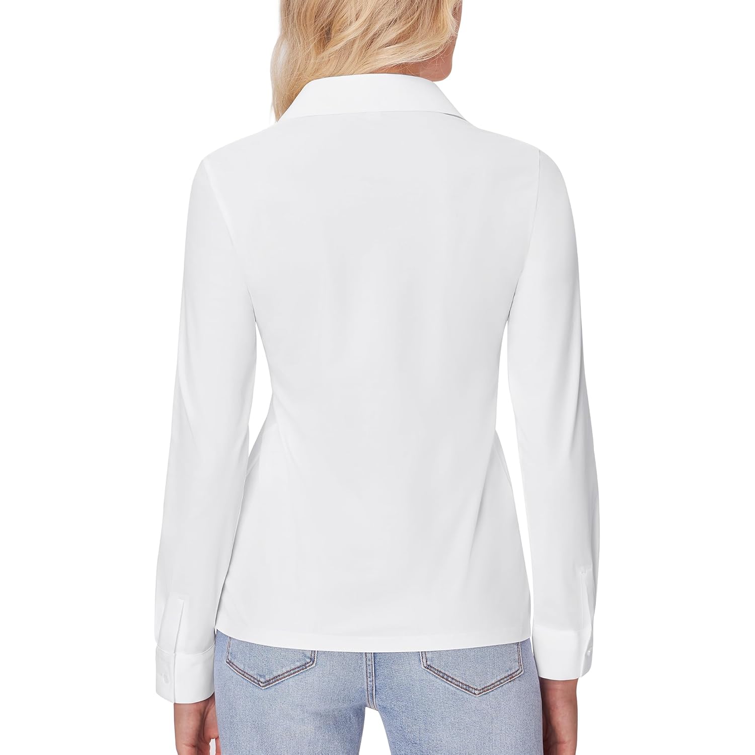 Button Down Shirts for Women Slim fit Long Sleeve Stretch Dress Shirts Work Shirt Wrinkle Free Office Blouses