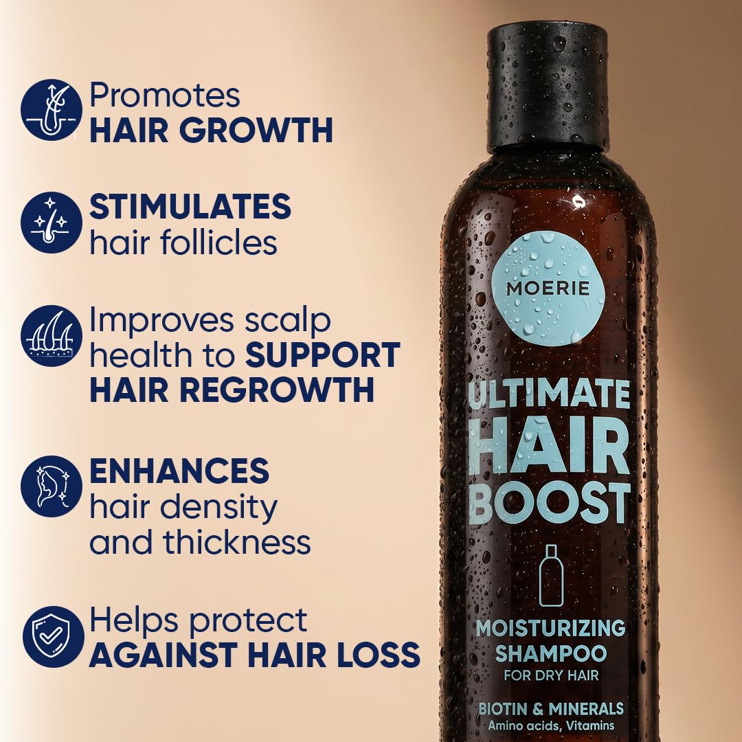 Moerie Hair Growth Shampoo For Men And Women, Hair Loss Solution With Biotin And Rosemary, Moisturizing Shampoo For Thinning Hair – Ultimate Boost For All Hair Types, Triple Set