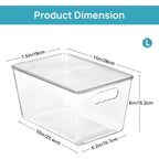 Vtopmart 6 Pack Clear Stackable Storage Bins with Lids, Large Plastic Containers with Handle for Pantry Organizer and Storage,Perfect for Bathroom,Cabinet,Kitchen,Fridge,Closet Organization