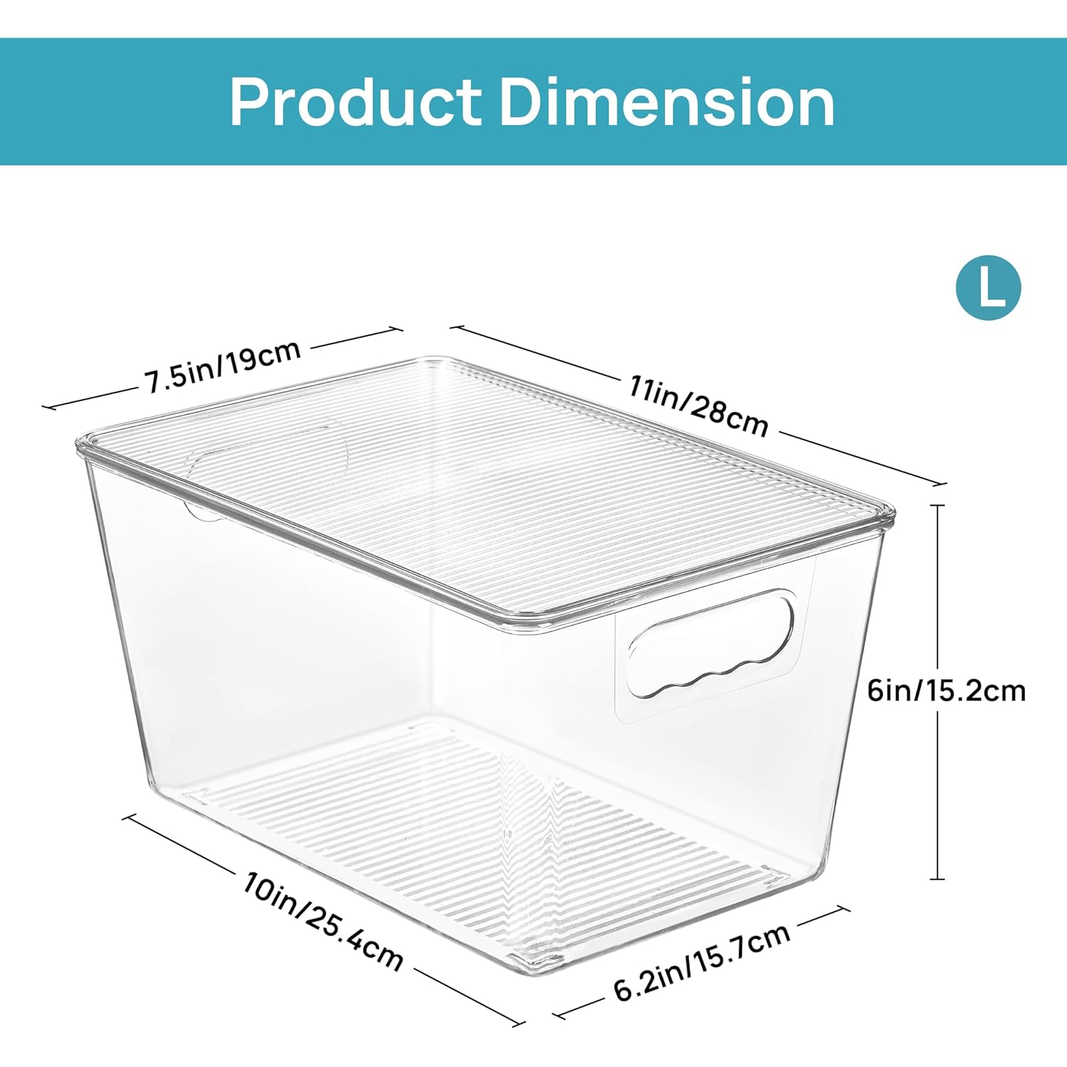 Vtopmart 6 Pack Clear Stackable Storage Bins with Lids, Large Plastic Containers with Handle for Pantry Organizer and Storage,Perfect for Bathroom,Cabinet,Kitchen,Fridge,Closet Organization
