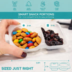 Reusable Snack Containers with Lids 20 Pack (40 Pieces) Portion control, Snack Pack Containers 2 Double Compartment Snack Containers for Kids On the Go Meals, Camping Snack Tray Prep