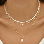 Mothers Day Gifts - Pearl Necklace, 18K Gold/Silver Plated Layered Pearl Necklaces Dainty Pearls Choker Necklace and Earring Set Mothers Day Birthday Gifts for Mom Wife Daughter Sister Friends