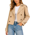 Steve Madden Women'S Oversized Cropped Lapel Jacket — Relaxed Fit, Double-Breasted Spring Trench Coat