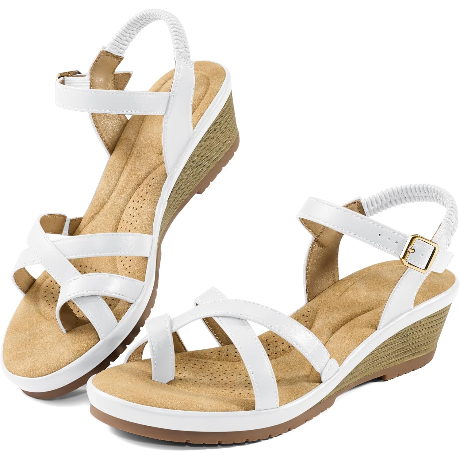 Aomigoct Dressy Womens Wedge Sandals: Comfortable Platform Work Sandals For Women 2026 - Casual Walking Wedding Shoes