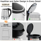 Azeus Electric Kettle 1800W Cool Touch Tea Kettle Anti-Scalding Design 1.8L Large Capacity Kettle Bpa-Free, White
