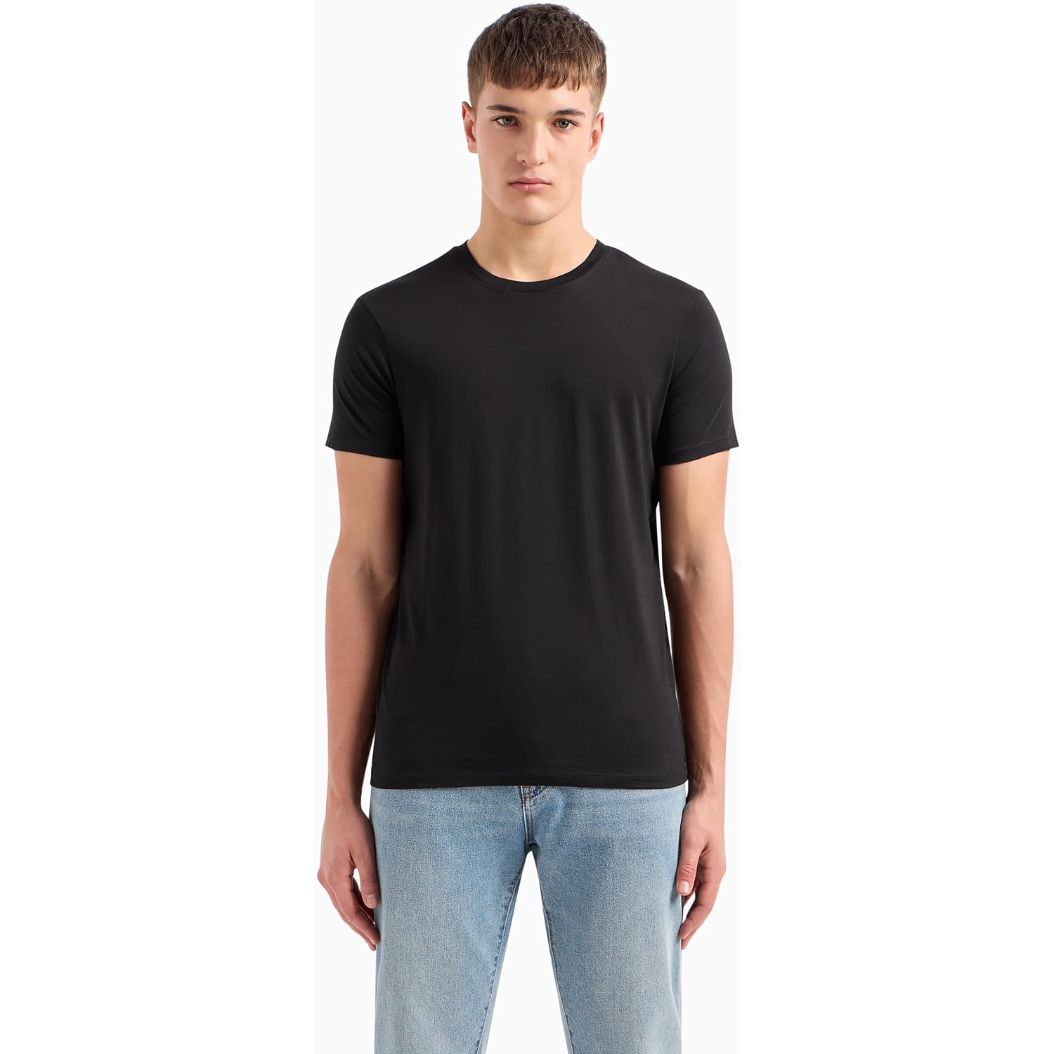 Armani Exchange Men'S Solid Colored Basic Pima Crew Neck