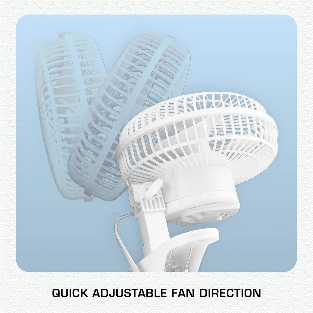 Hurricane Classic Clip Fan With Tilt, 2 Speeds, White, 6In | Portable Mini Desk Table Fan For Home, Office Or Travel