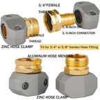 Garden Hose Repair Kits, Fit 3/4" And 5/8" Garden Hose, 3 Sets | Aluminum Alloy Water Hose Connector Male And Female Hose End Repair Fittings Replacement, Hose Mender Kit