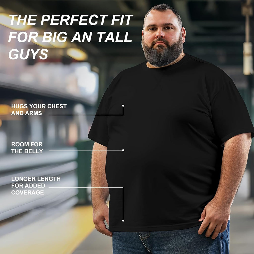 Men'S 3Xl-8Xl Big And Tall T-Shirts Casual Stretch Short-Sleeve Tee For Men