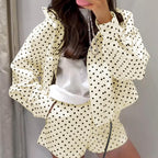Women Polka Dot Jacket Lightweight Zip Up Coat 2026 Trendy Fall Outfits Cropped Spring Jackets With Pockets