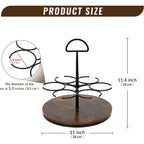 Rotating Coffee Syrup Organizer Hold 6 Bottles, Wood Coffee Syrup Rack For Countertop, Large Bottle Holder Stand For Bar Station, Turntable Wine Display Tray (Black - 6 Bottles)